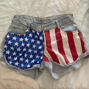Lei American Flag Denim Jean Junior Shorts